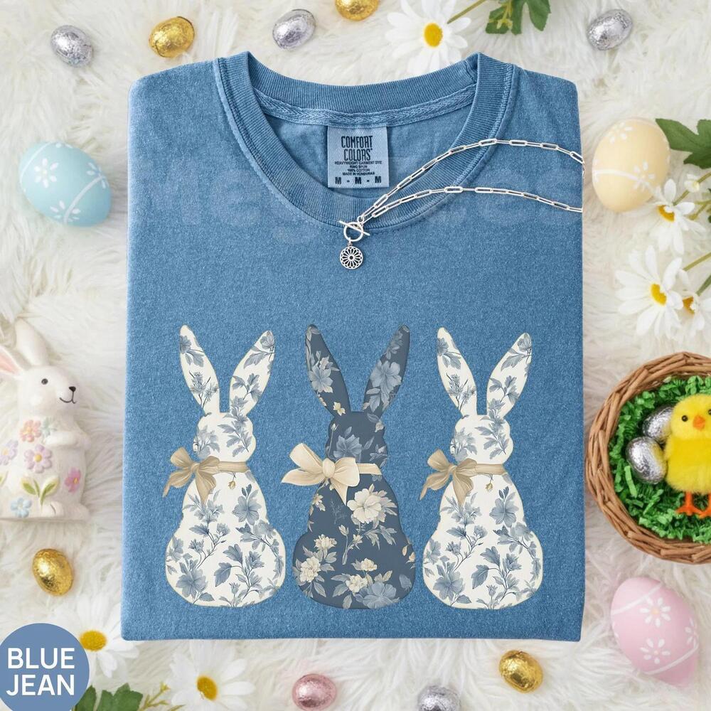 Coquette Bow Easter Bunny Shirt Floral Bunny Tee